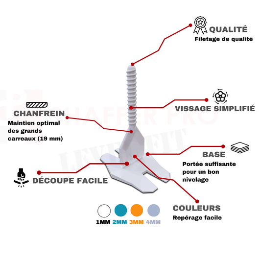 100 Croisillons Carrelage Autonivelants - 3 mm - Shaffer Pro - Shaffer Pro