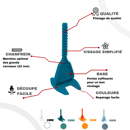 100 Croisillons Carrelage Autonivelants XL - 2 mm - Shaffer Pro - Shaffer Pro