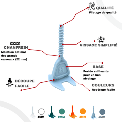 250 Croisillons Carrelage Autonivelants XL - 4 mm - Shaffer Pro - Shaffer Pro