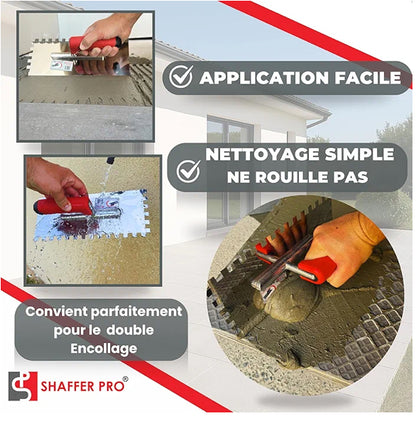 Platoir dentée à colle/mortier - 28 x 12 cm - Denture 6 x 6 - Shaffer Pro