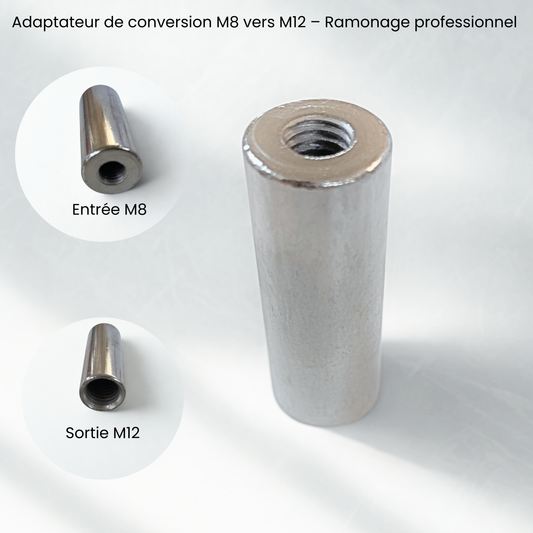 Adaptateur M8 vers M12 pour Kit de Ramonage –| Raccord Tige et Brosse