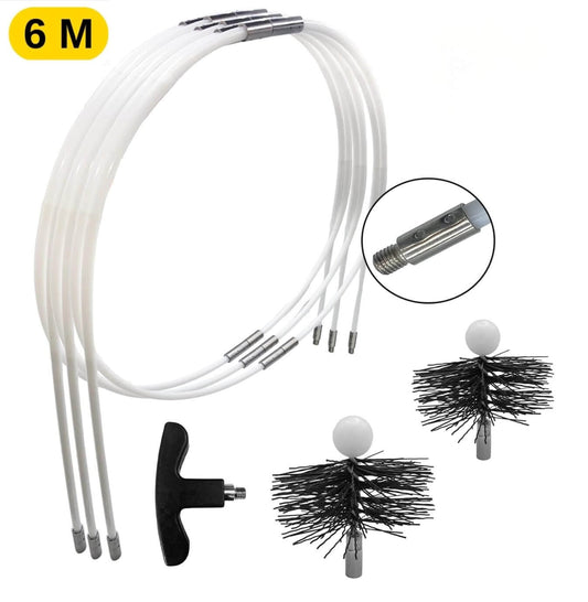Kit de ramonage - poêles à bois et pellets - 6 métres - Lot de 2 brosse de ramonage 120 mm et 150 mm - SHAFFER PRO - Shaffer Pro