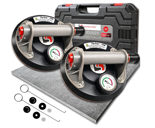 2 Ventouses Carrelage Professionnelles TilerGrip+ – Lot de 2 ventouses avec Valise de Transport – Shaffer Pro