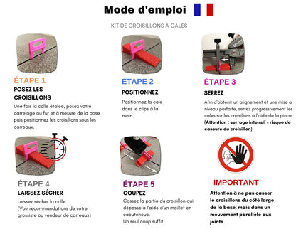 SHAFFER PRO LEVEL FIT- Kit de démarrage - croisillons à cale autonivelante - 2 mm - 150 Croisillons + 100 Cales + 1 Pince de serrage - Shaffer Pro